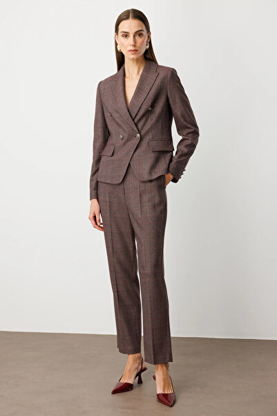 Ekol Omu Shoulder Pad Jacket with Flap Pockets Burgundy