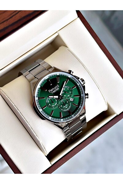 Ferrucci Functional Smoked-Green Color Steel Cord Men's Wristwatch