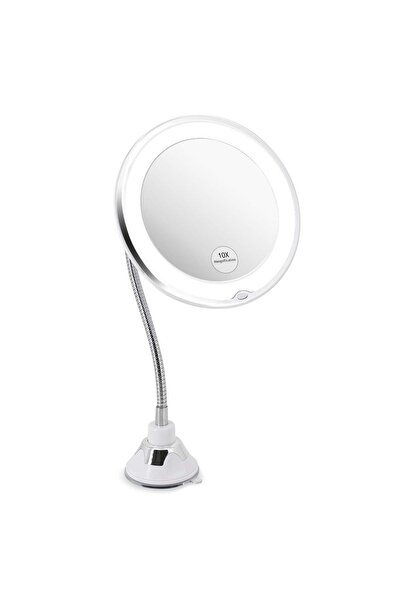 WiderMarkt 10X Büyüteçli LED Işıklı Makyaj Aynası Esnek Boyun, 360° Döner Başlık Vakumlu Sabitleme Taşınabilir