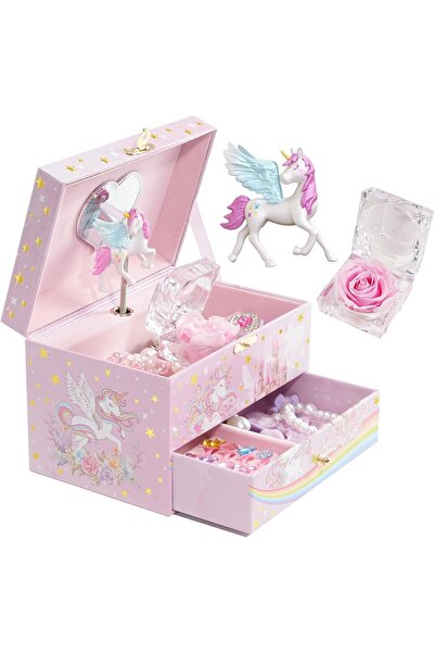 PROCASE Children's Musical Unicorn Jewelry Box for Girls (Swan Lake, Pink)