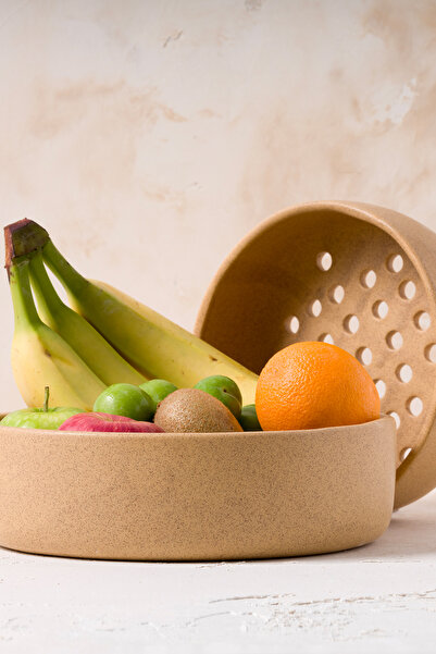 Koza Home Satin beige large handmade decorative strainer 8603