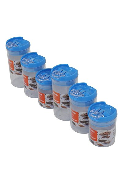 Lawazim Food Container Set 6pcs Blue - BPA-Free Clear Storage Jars