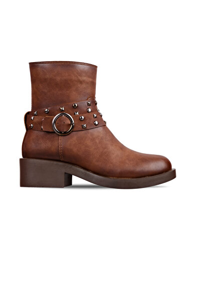 MY DERİ Lity Women's Belt Buckle Heeled Boots 4299