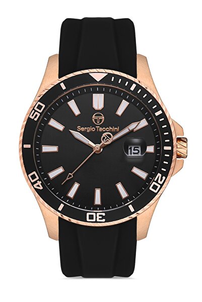 Sergio Tacchini ساعة يد رجالية بسوار من السيليكون باللون الأسود L.ST.1.10361.3