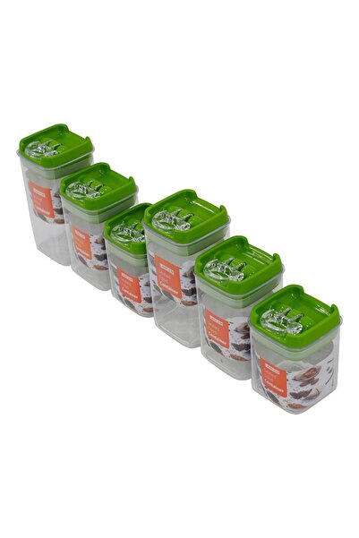 Lawazim Food Container Set 6pcs Green - BPA-Free Clear Storage Jars