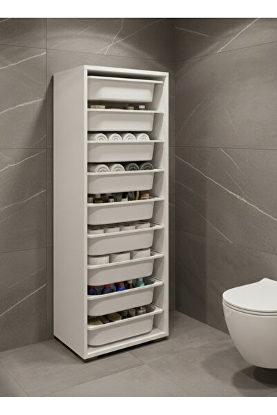 Pratico Zola 9 Sepetli Çok Amaçlı Banyo Dolabı Beyaz