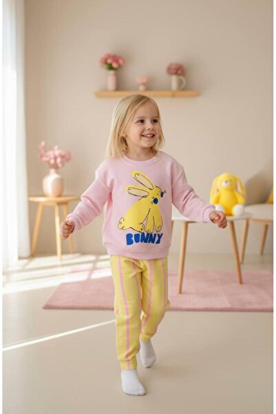 KidsSel Girl's Printed Model 3 Thread Cotton Fabric Bottom Top Set