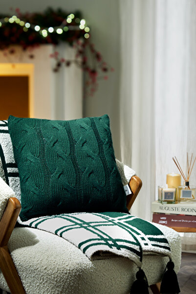Penelope غطاء وسادة تريكو أخضر 45x45 سم - سلسلة كابيلا