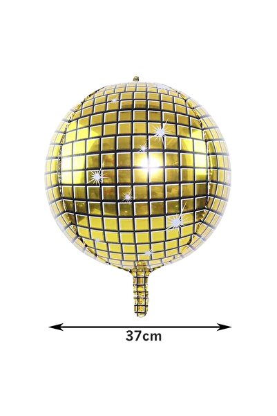 JZS Disco Ball Balloon 6 Pack, 22 Inch Golden Metallic 4D Party Decorations