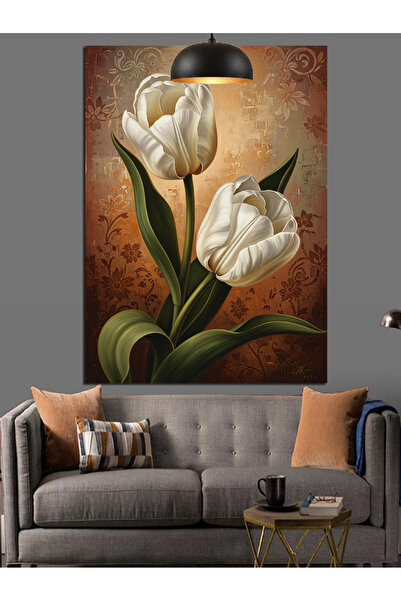 KanvasSepeti O pereche de picturi în ulei albe de înaltă calitate texturat Ca...