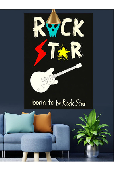 KanvasSepeti Рок звезда китара Висококачествена текстура на маслена боя Платн...