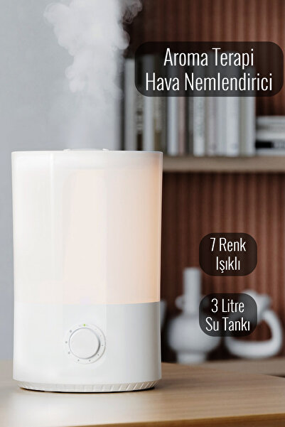 The Wlue 3 Litre Ultrasonik Oda Hava Nemlendirici | 7 Renk Ledli Aromaterapi ...