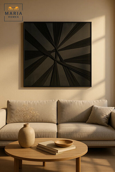 MARIA HOMES Black Abstract Wall Art Modern Minimalist Decor for Living Room B...