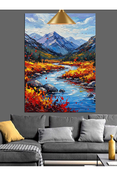 KanvasSepeti Pictură în ulei de înaltă calitate cu flori roșii texturat Canva...