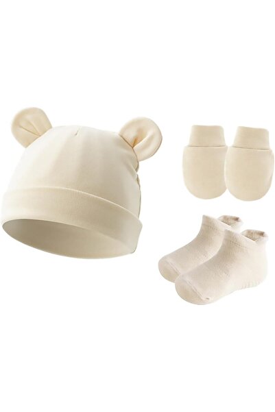 Generic قبعة تزوق بيبي بيني، بيج، سباندكس، للجنسين، تصميم آذان الدب