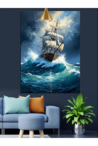 KanvasSepeti Valurile oceanului Pictură în ulei de înaltă calitate texturat P...