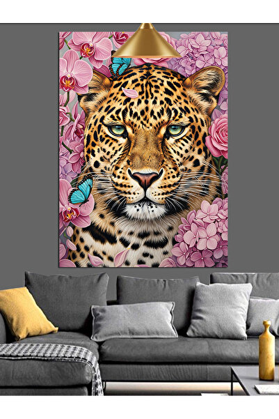 KanvasSepeti Leopard cu pete Pictură în ulei de înaltă calitate texturat Canv...
