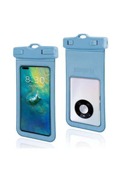 JZS حقيبة شفافة مقاومة للماء وجافة للهاتف باللون الأزرق