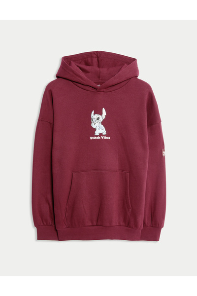 Marks & Spencer Pamuk Zengin Lilo & Stitch Kapüşonlu Sweatshirt (6–16 Yaş)