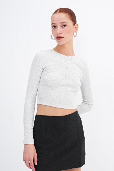 Addax Μπλούζα Modal με κουμπωτά στο λαιμό B0419