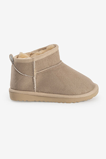 Tonny Black Girl's Beige Poly Sole Fur-Lined Suede Look Boots