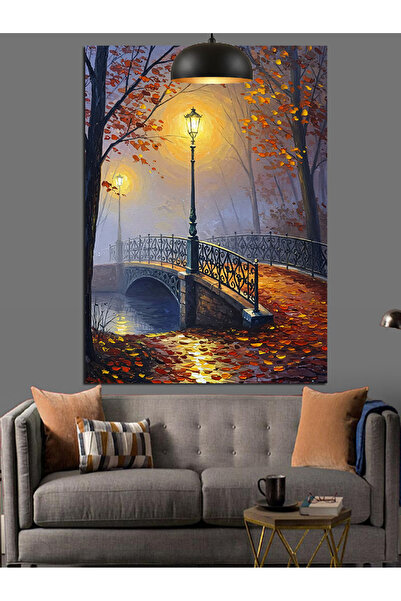 KanvasSepeti Strada în toamnă Pictură în ulei de înaltă calitate texturat Can...