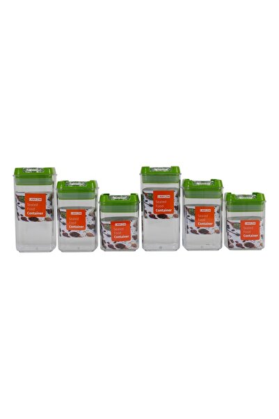 Lawazim Food Container Set 6pcs Green - BPA-Free Clear Storage Jars
