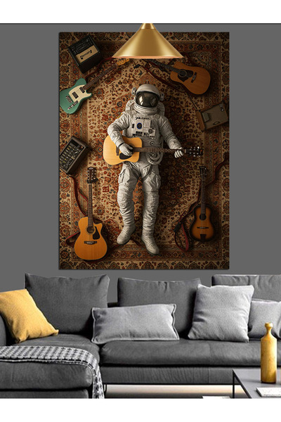 KanvasSepeti Китарист Астронавт Висококачествена текстура на маслена боя Плат...
