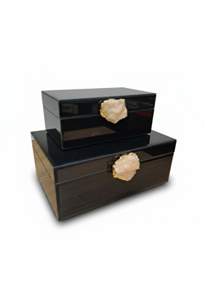 PELLE DESİGN Dekoratif Cam Kutu 2li set Kutu