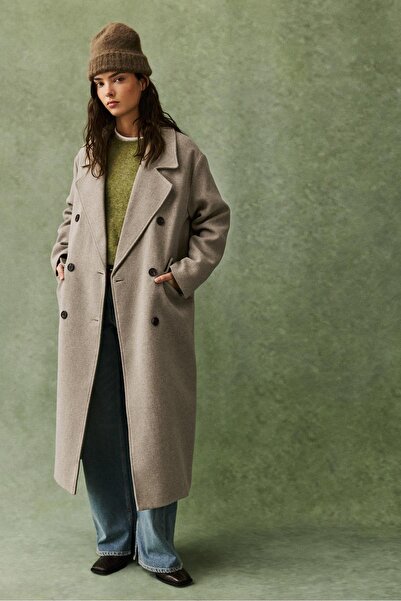 Pull & Bear Long felt texture coat