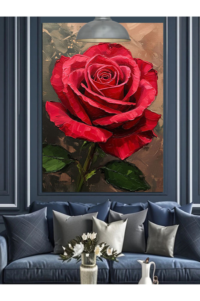 KanvasSepeti Apă de trandafiri roșii Vopsea în ulei de înaltă calitate textur...