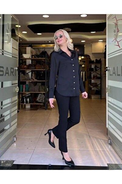 Ekol Shirt Collar Plus Size Blouse