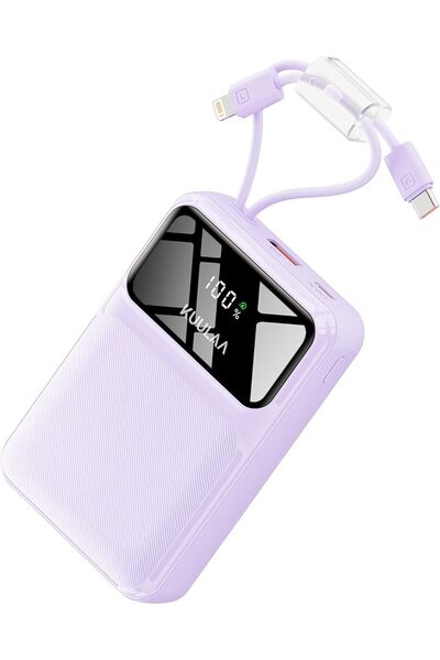 Kuulaa Power Bank 20000mAh Built-in Cable 22.5W Fast Charging - Purple