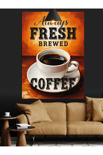 KanvasSepeti Reclamă pentru cafea Pictură în ulei de înaltă calitate texturat...