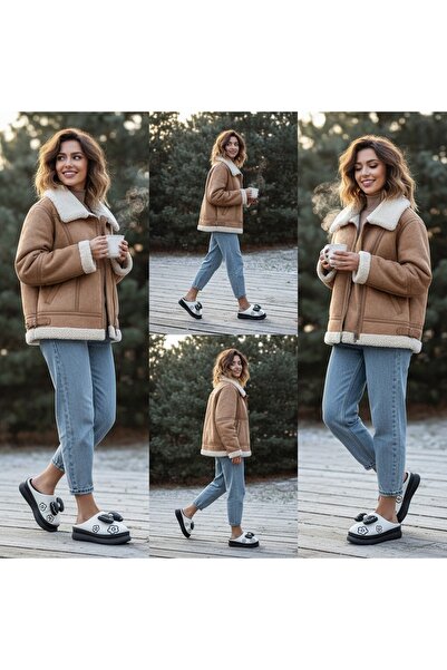 OEM Women's fluffy slippers, with decorative bow, for indoors or short outdoor outings, L736