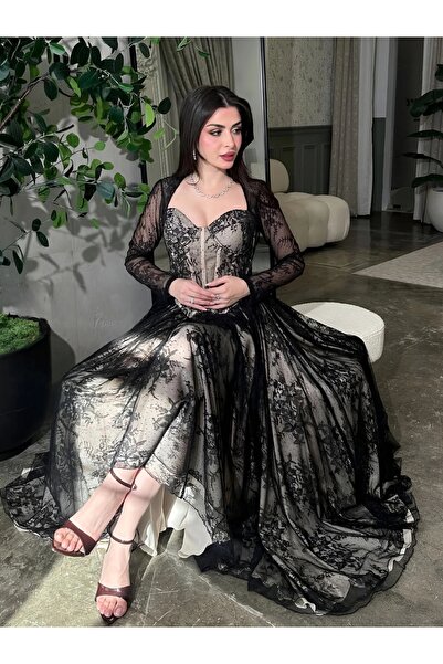 berlanty Long lace corset evening dress