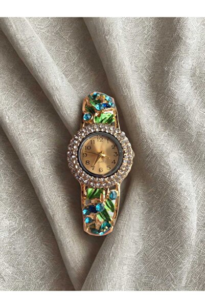 QUARTZ Çiçekli Kelepçe Saat
