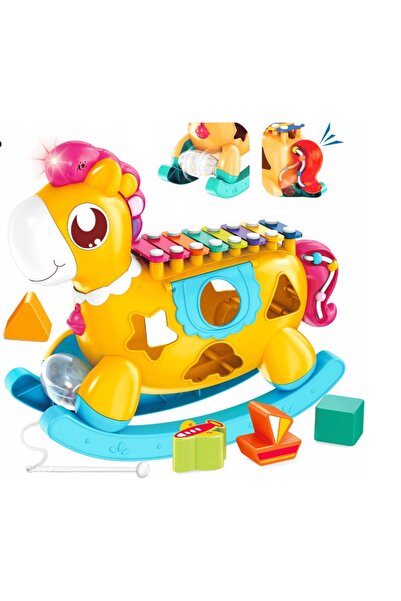 Matadi Jucarie interactiva 6in1 sortator cu xilofon si lumini Orange Horse
