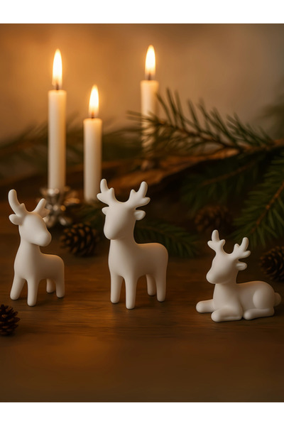 Gonulella 3 Adet Yılbaşı Geyik Figürü Geyik Süs - 5 cm - Plastik