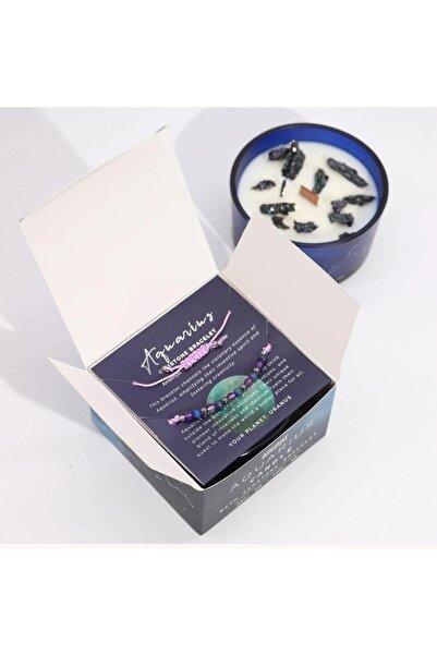 AW Gifts Crystal Candle and Gemstone Bracelet for Aquarius