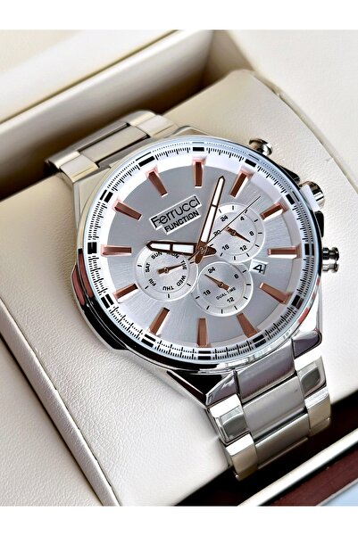 Ferrucci Functional Silver Color Steel Cord Men's Wristwatch