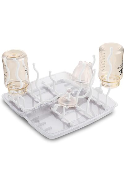 Jemey رف تجفيف زجاجات الأطفال، قابل للطي والحمل، موفر للمساحة، مع صينية تنقيط...