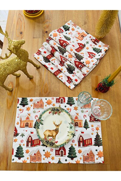 White Alamode Christmas Themed American Tableware, Christmas Table Decoration Set of 6