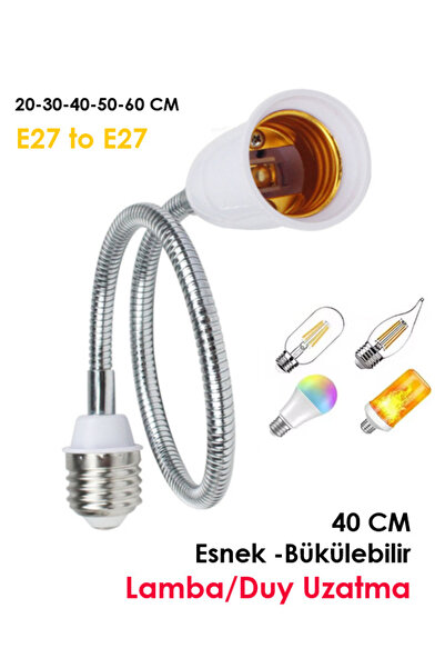 ANKTEK E27 Lamba / Duy Uzatma 40 CM Metal Esnek Bükülebilir
