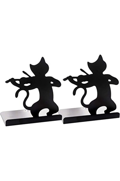 Khazna دعامات كتب متينة بنمط قطة، منظم ملفات سطح المكتب، عبوة من قطعتين