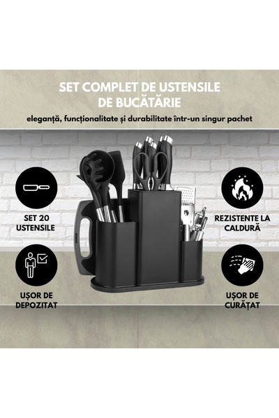 SDEPOT Set of 20 SDEPOT® kitchen utensils, made of stainless steel and food-grade silicone