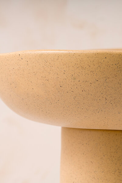 Koza Home Satin matte beige handmade large presentation bowl with stand 8615