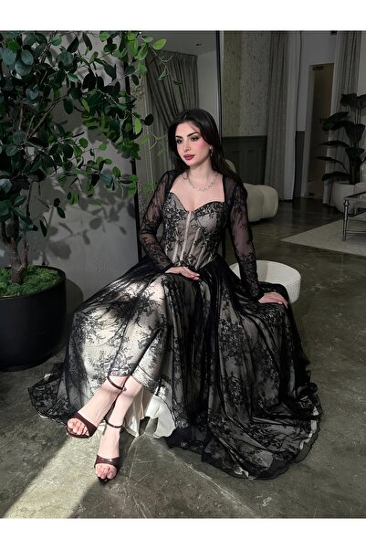 berlanty Long lace corset evening dress