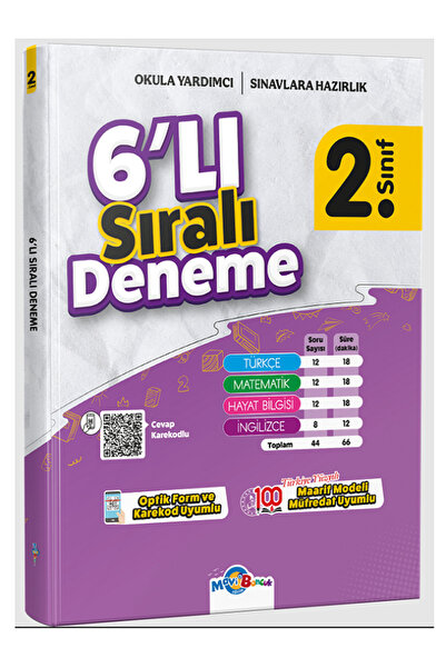 Mavi Boncuk 2.Sınıf 6'Lı Sıralı Deneme / Optik Form ve Karekod Uyumlu - Maari...