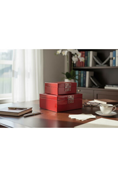 PELLE DESİGN Dekoratif Cam Kuutu 2li Obje Kutu